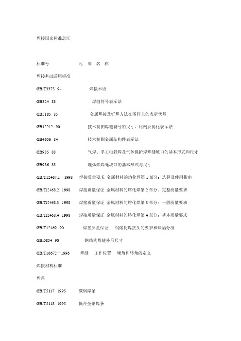 焊接国家标准总汇资料