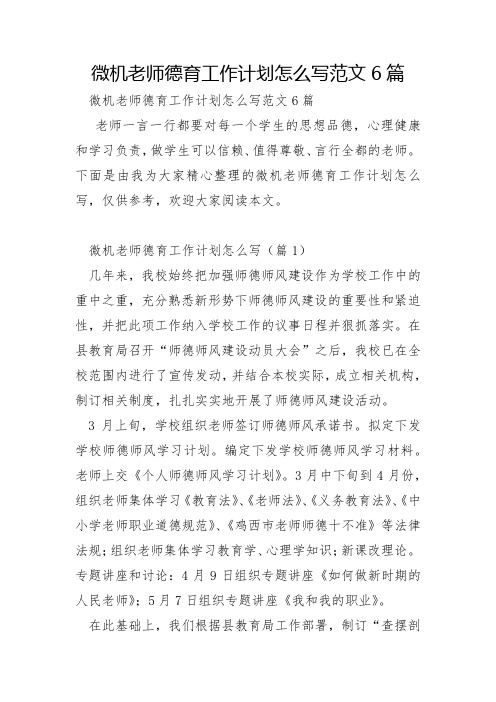 微机老师德育工作计划怎么写范文6篇