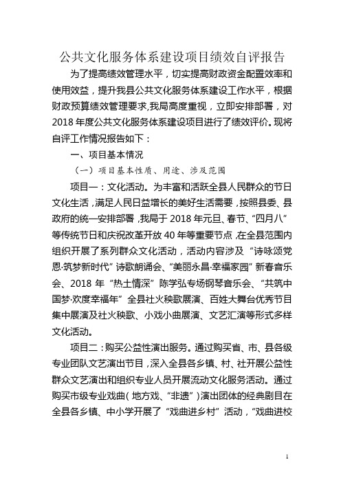 公共文化服务体系建设项目绩效自评报告