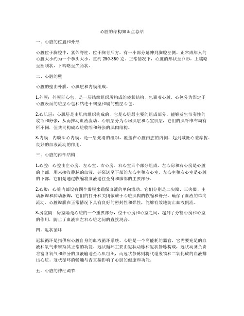 心脏的结构知识点总结