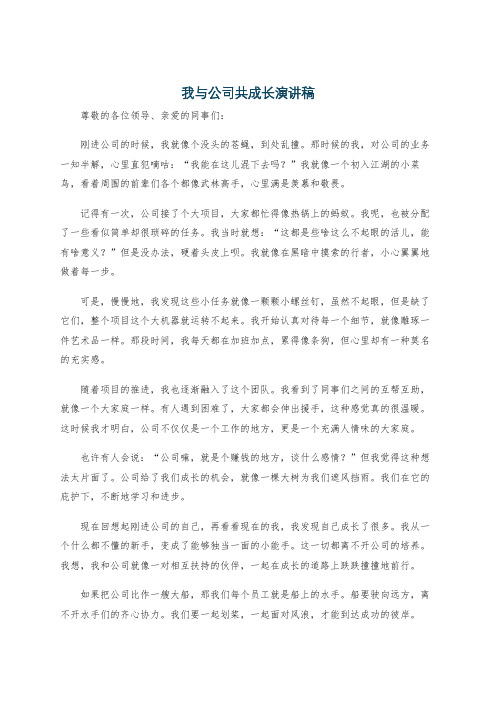 我与公司共成长演讲稿