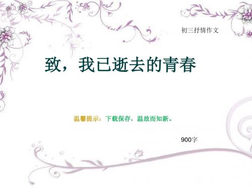 初三抒情作文《致,我已逝去的青春》900字(总11页PPT)