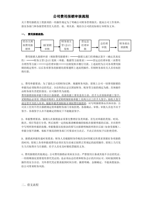 公司费用报销及工程款项审核流程