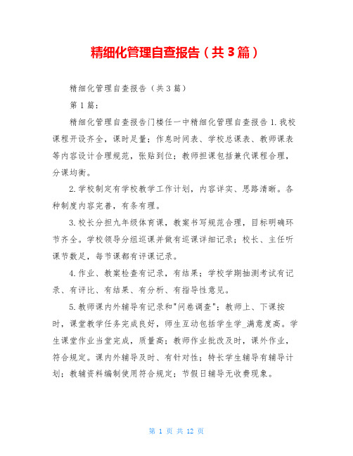 精细化管理自查报告(共3篇)