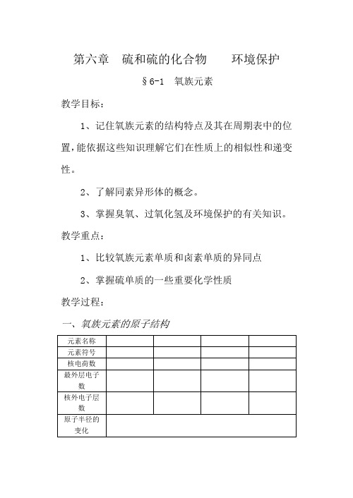 高一化学第六章 硫和硫的化合物 环境保护