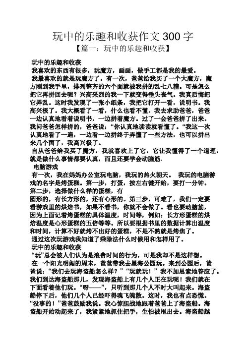 玩中的乐趣和收获作文300字