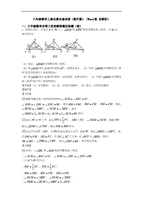 八年级数学上册全册全套试卷(提升篇)(Word版 含解析)