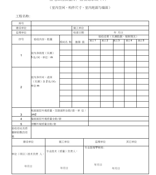 分户验收用表全(四川)