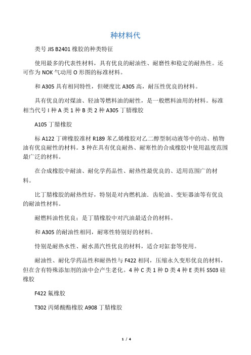 常用O型圈橡胶材料比较