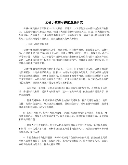 云栖小镇的可持续发展研究