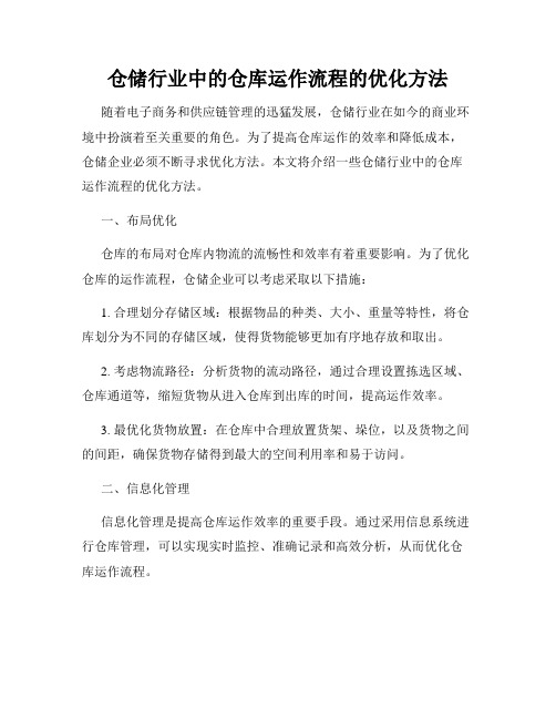 仓储行业中的仓库运作流程的优化方法