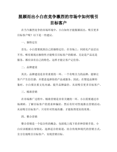 脱颖而出小白在竞争激烈的市场中如何吸引目标客户