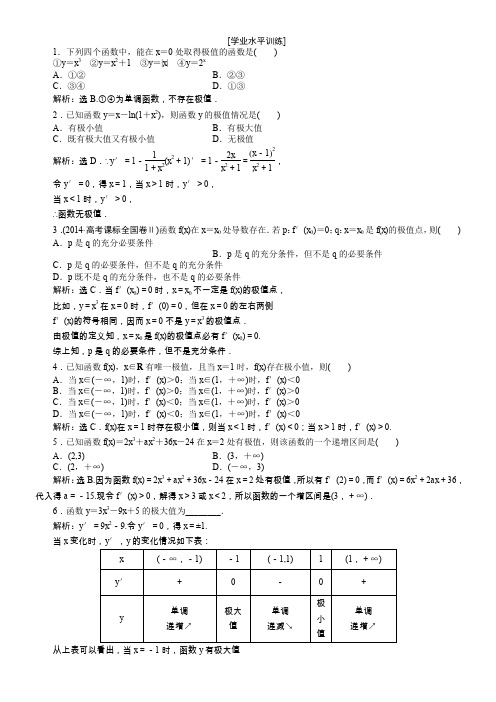 函数的极值与导数习题