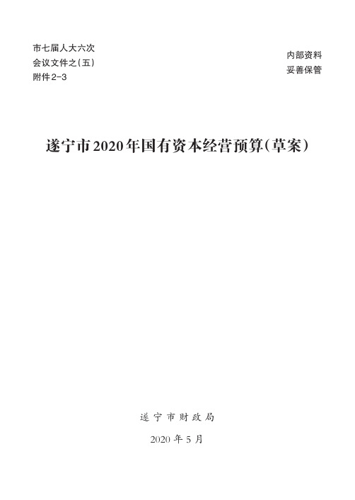 遂宁市 2020 年国有资本经营预算（草案）