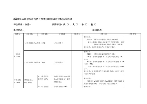 评价指标体系及评分标准