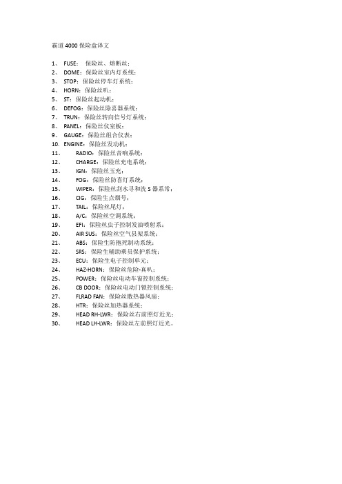 霸道4000保险盒译文