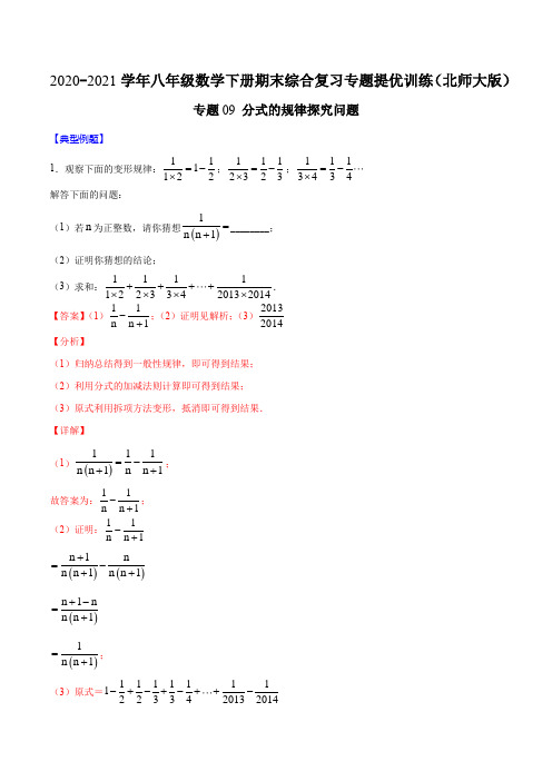 专题09 分式的规律探究问题(解析版)-2020-2021学年八年级数学下册期末综合复习(北师大版)