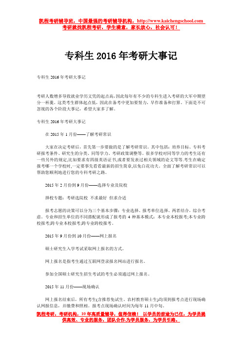 专科生2016年考研大事记
