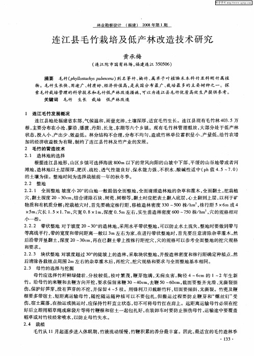 连江县毛竹栽培及低产林改造技术研究