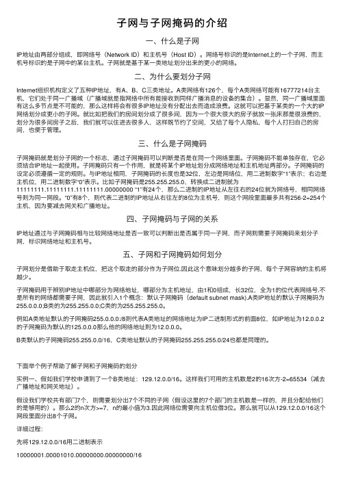 子网与子网掩码的介绍