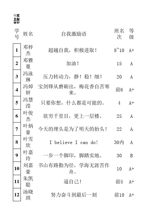 19目标激励卡