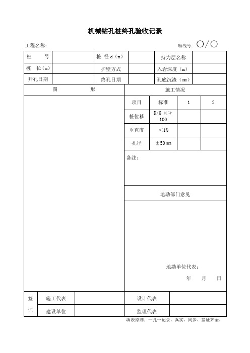 机械钻孔桩终孔验收记录