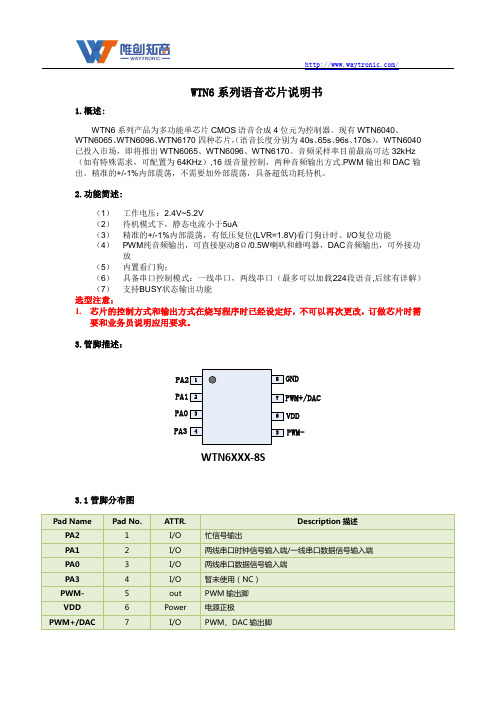 WTN6系列语音芯片说明书