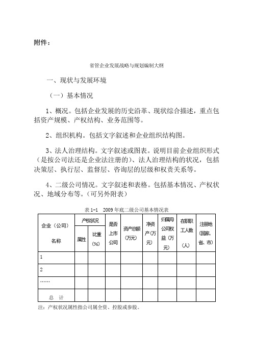 省管企业发展战略与规划编制大纲