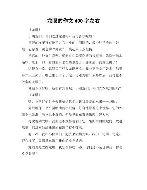 龙眼的作文400字左右