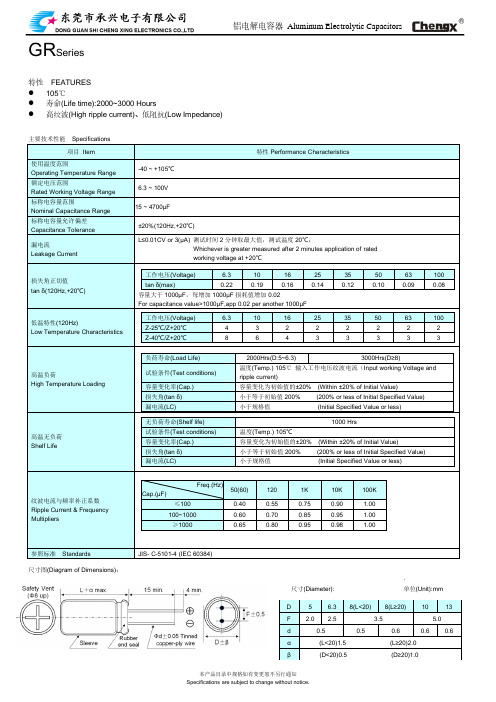 铝电解电容器 GRSeries 商品说明书