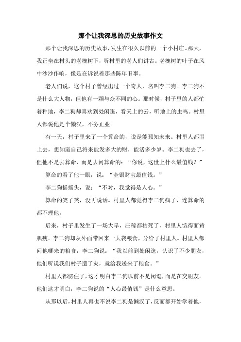 那个让我深思的历史故事作文