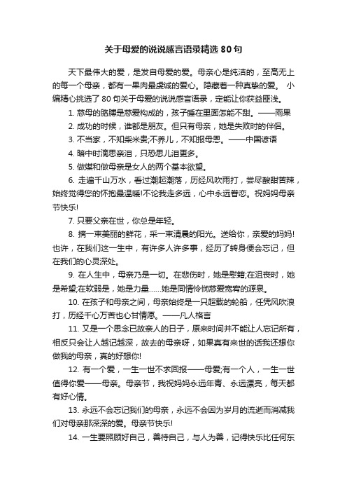 关于母爱的说说感言语录精选80句