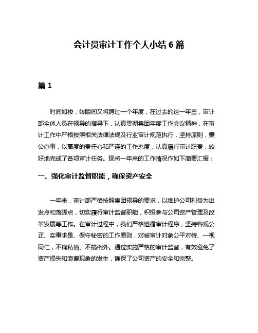 会计员审计工作个人小结6篇