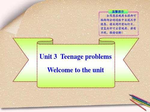 九年级英语上册《Unit 3 Teenage problems》Welcome to the uni