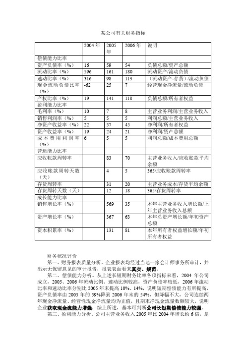 财务比率分析实例