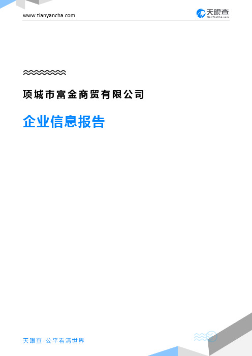 项城市富金商贸有限公司企业信息报告-天眼查