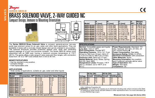 SBSV-B品牌Brass Solenoid Valve产品名称型号说明说明书