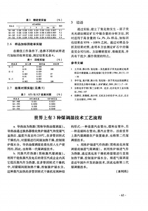 世界上有3种煤调湿技术工艺流程