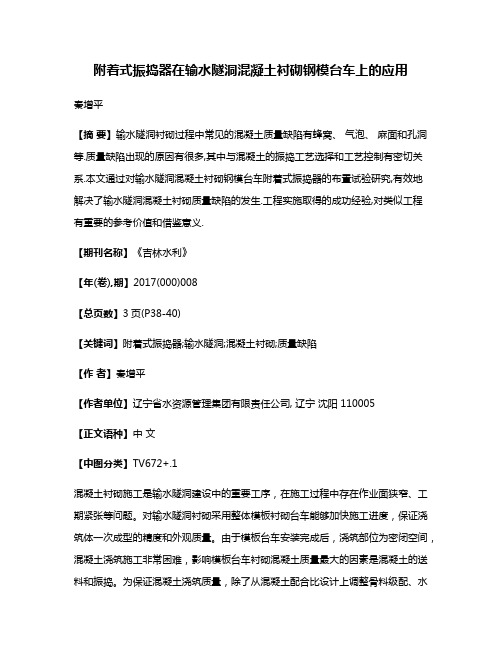 附着式振捣器在输水隧洞混凝土衬砌钢模台车上的应用