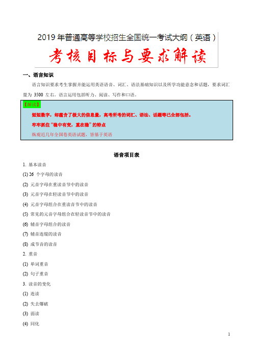 解读01 考核目标和要求-2019年高考英语考试大纲解读 Word版含解析