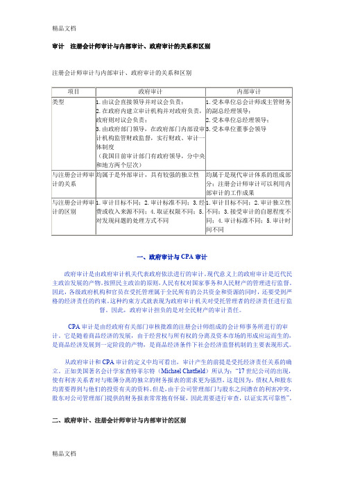 (整理)政府审计企业审计内部审计三者关系资料汇总