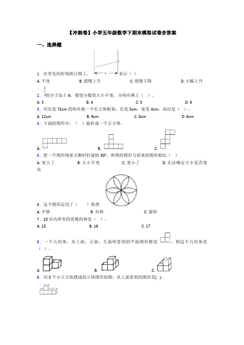 【冲刺卷】小学五年级数学下期末模拟试卷含答案