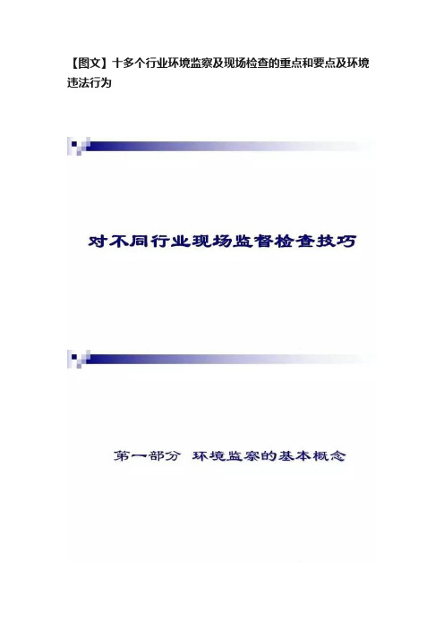 【图文】十多个行业环境监察及现场检查的重点和要点及环境违法行为