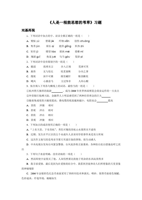 《人是一根能思想的苇草》习题