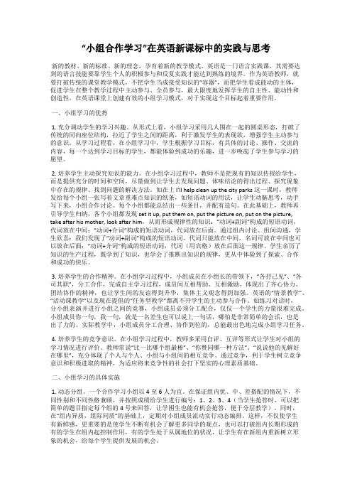 “小组合作学习”在英语新课标中的实践与思考