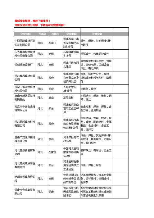 新版河北省焊丝工商企业公司商家名录名单联系方式大全934家