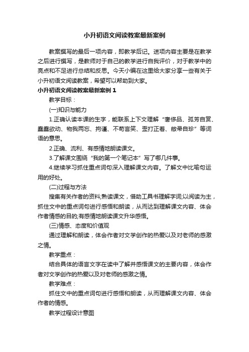 小升初语文阅读教案最新案例