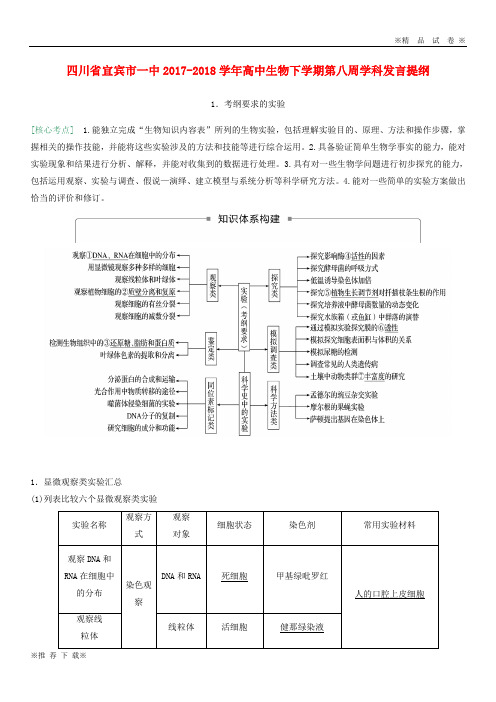 【优质部编】2020学年高中生物下学期第八周学科发言提纲