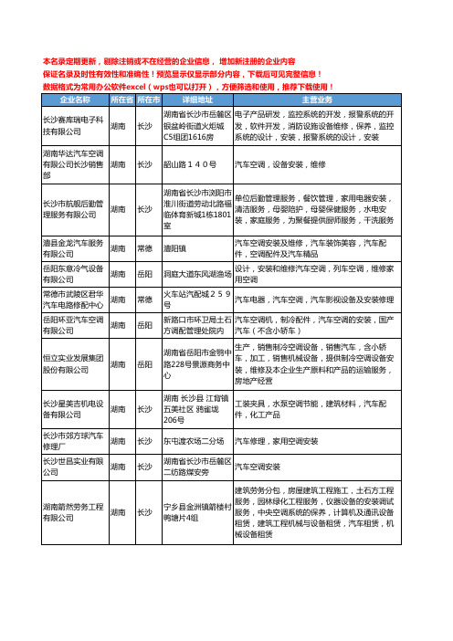 新版湖南省汽车空调安装工商企业公司商家名录名单联系方式大全32家