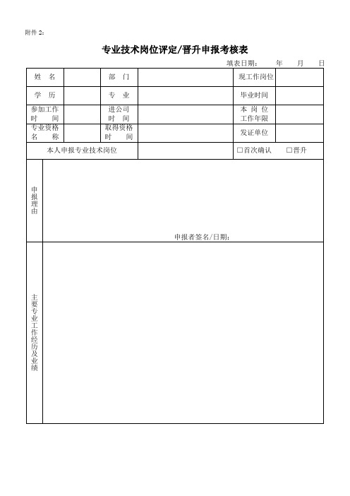 专业技术岗位评定晋升申报考核表_doc